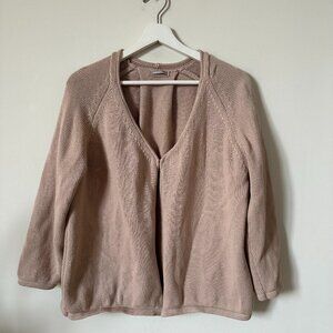 Hemisphere Beige 100% Pima Cotton V-Neck Cardigan Size EU 42